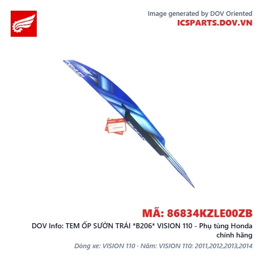 TEM ỐP SƯỜN TRÁI *B206* VISION 110 - Phụ tùng Honda chính hãng