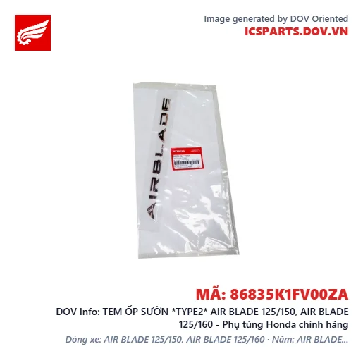 TEM ỐP SƯỜN *TYPE2* AIR BLADE 125/150, AIR BLADE 125/160 - Phụ tùng Honda chính hãng