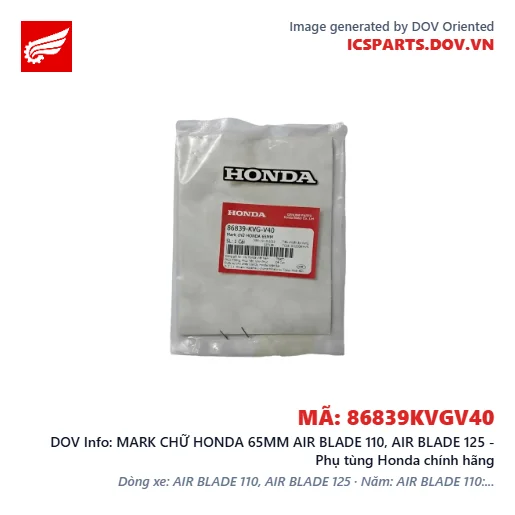 MARK CHỮ HONDA 65MM AIR BLADE 110, AIR BLADE 125 - Phụ tùng Honda chính hãng