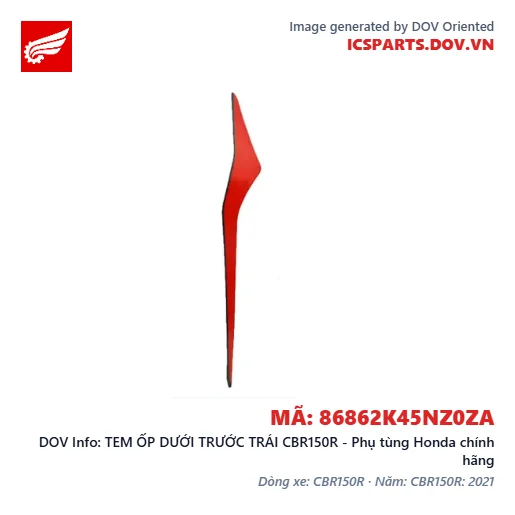 TEM ỐP DƯỚI TRƯỚC TRÁI CBR150R - Phụ tùng Honda chính hãng