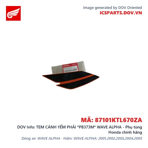 TEM CÁNH YẾM PHẢI *PB373M* WAVE ALPHA - Phụ tùng Honda chính hãng
