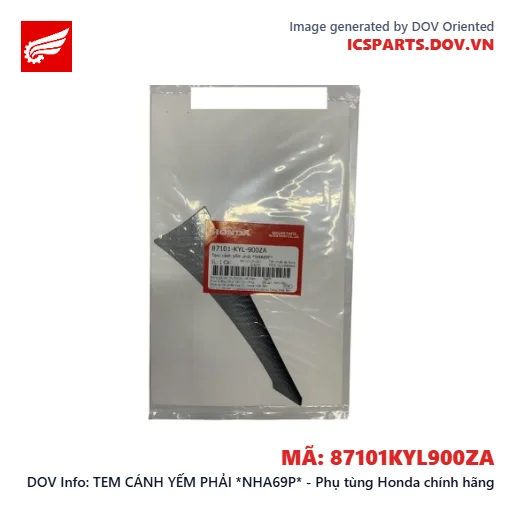 TEM CÁNH YẾM PHẢI *NHA69P* - Phụ tùng Honda chính hãng