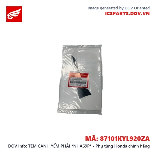TEM CÁNH YẾM PHẢI *NHA69P* - Phụ tùng Honda chính hãng