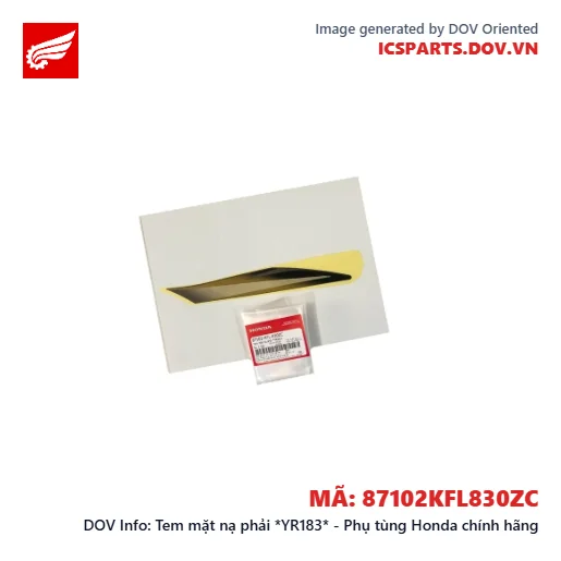 Tem mặt nạ phải *YR183* - Phụ tùng Honda chính hãng