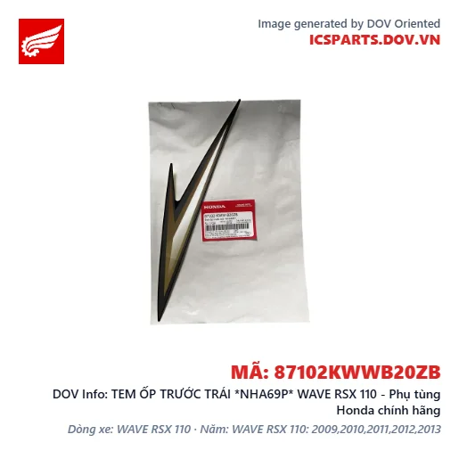 TEM ỐP TRƯỚC TRÁI *NHA69P* WAVE RSX 110 - Phụ tùng Honda chính hãng