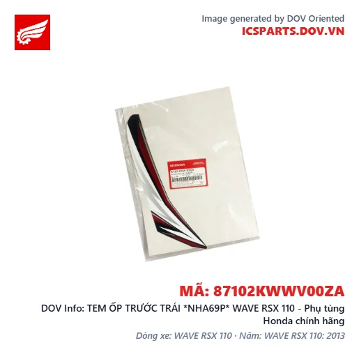 TEM ỐP TRƯỚC TRÁI *NHA69P* WAVE RSX 110 - Phụ tùng Honda chính hãng