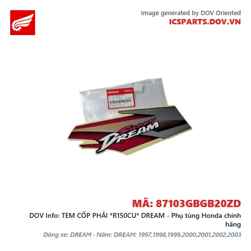 TEM CỐP PHẢI *R150CU* DREAM - Phụ tùng Honda chính hãng