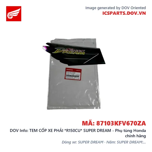 TEM CỐP XE PHẢI *R150CU* SUPER DREAM - Phụ tùng Honda chính hãng