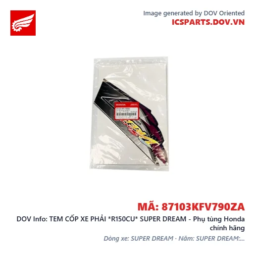 TEM CỐP XE PHẢI *R150CU* SUPER DREAM - Phụ tùng Honda chính hãng