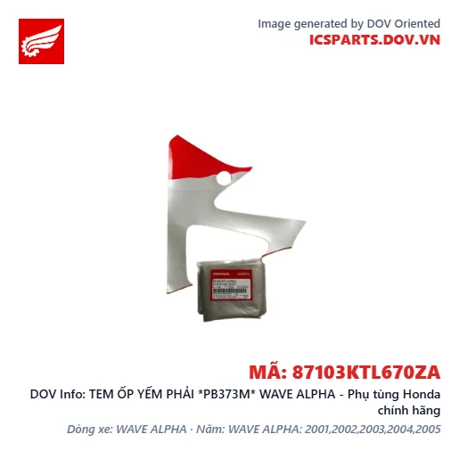 TEM ỐP YẾM PHẢI *PB373M* WAVE ALPHA - Phụ tùng Honda chính hãng