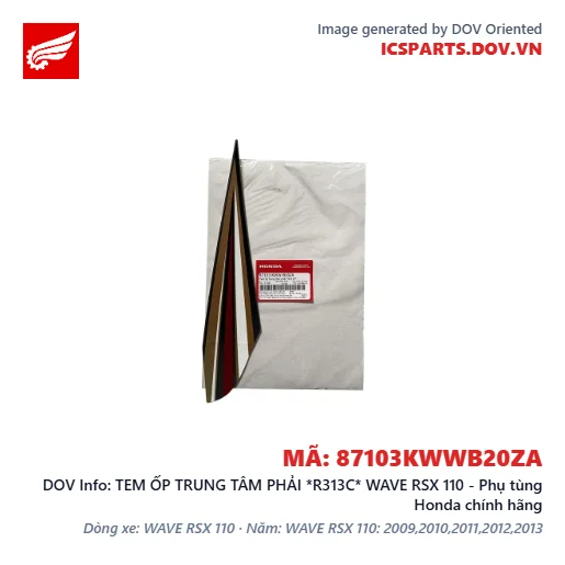 TEM ỐP TRUNG TÂM PHẢI *R313C* WAVE RSX 110 - Phụ tùng Honda chính hãng
