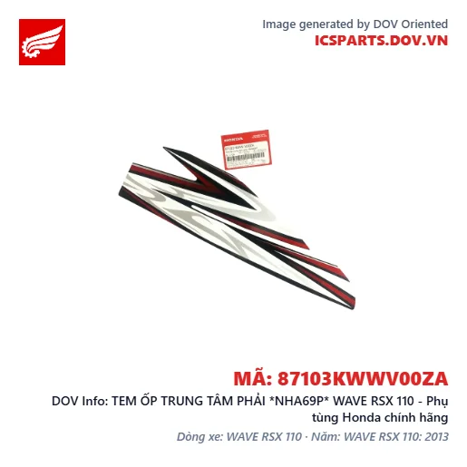 TEM ỐP TRUNG TÂM PHẢI *NHA69P* WAVE RSX 110 - Phụ tùng Honda chính hãng