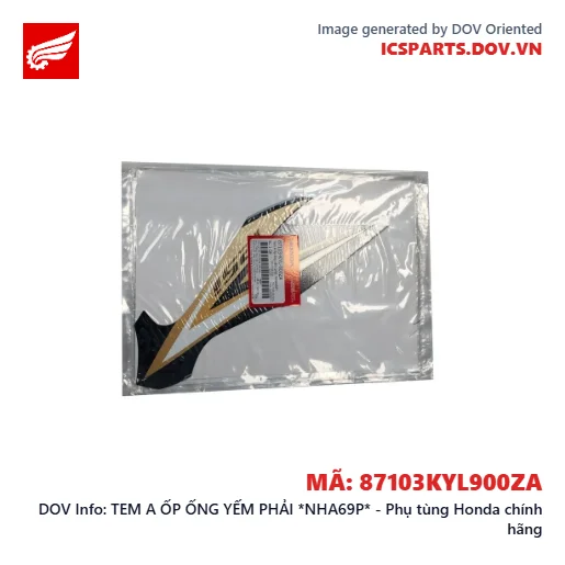 TEM A ỐP ỐNG YẾM PHẢI *NHA69P* - Phụ tùng Honda chính hãng