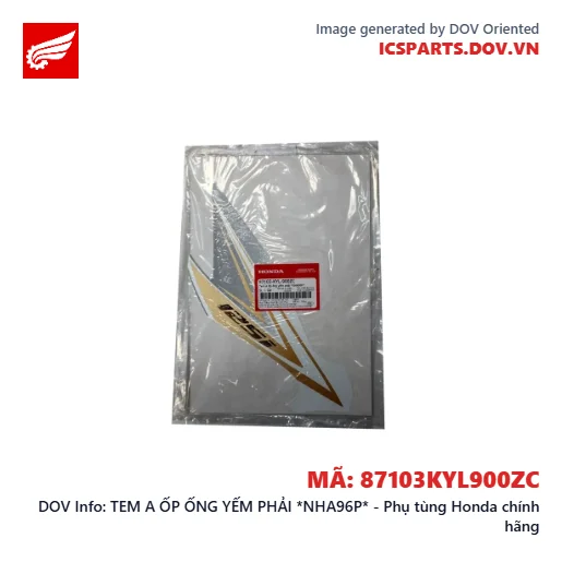 TEM A ỐP ỐNG YẾM PHẢI *NHA96P* - Phụ tùng Honda chính hãng