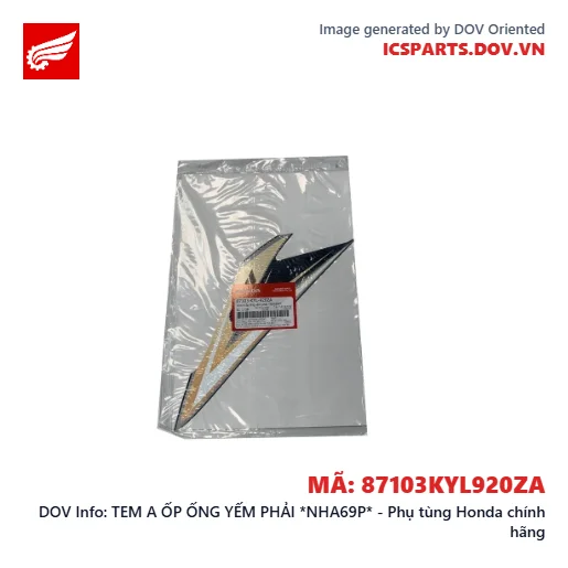 TEM A ỐP ỐNG YẾM PHẢI *NHA69P* - Phụ tùng Honda chính hãng