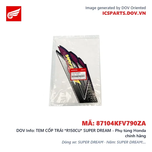 TEM CỐP TRÁI *R150CU* SUPER DREAM - Phụ tùng Honda chính hãng