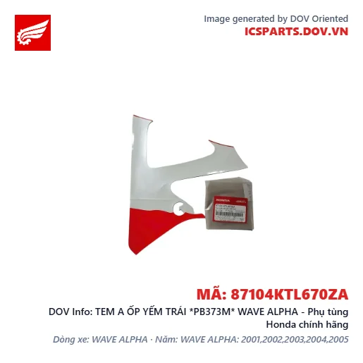 TEM A ỐP YẾM TRÁI *PB373M* WAVE ALPHA - Phụ tùng Honda chính hãng