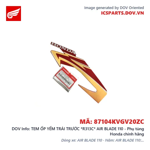 TEM ỐP YẾM TRÁI TRƯỚC *R313C* AIR BLADE 110 - Phụ tùng Honda chính hãng