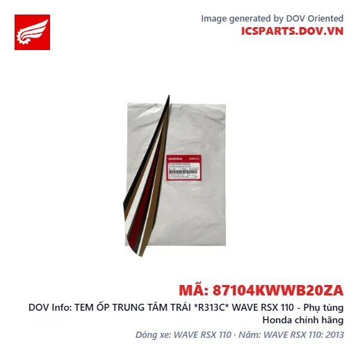 TEM ỐP TRUNG TÂM TRÁI *R313C* WAVE RSX 110 - Phụ tùng Honda chính hãng
