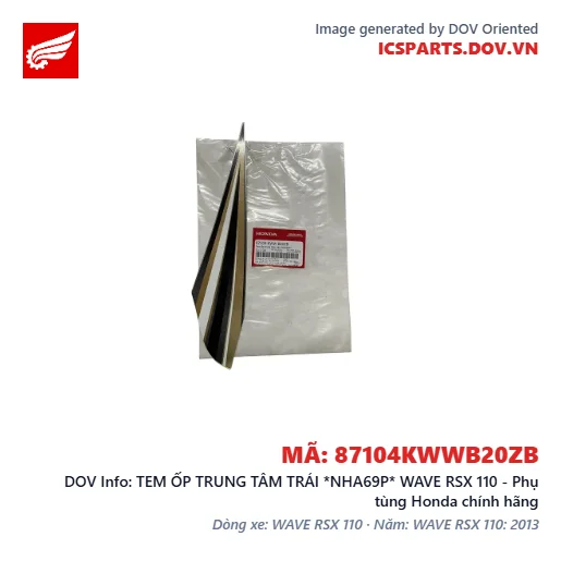 TEM ỐP TRUNG TÂM TRÁI *NHA69P* WAVE RSX 110 - Phụ tùng Honda chính hãng