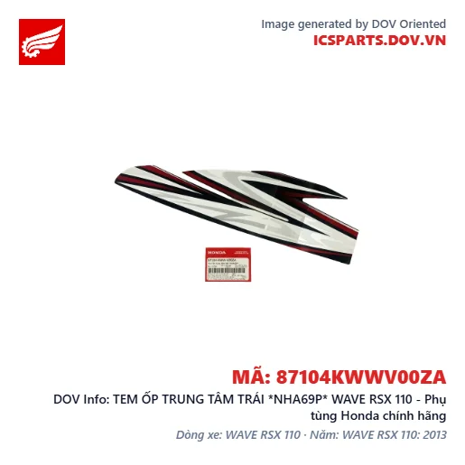 TEM ỐP TRUNG TÂM TRÁI *NHA69P* WAVE RSX 110 - Phụ tùng Honda chính hãng