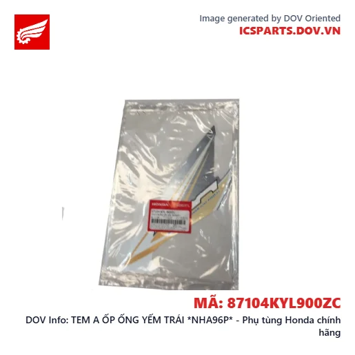 TEM A ỐP ỐNG YẾM TRÁI *NHA96P* - Phụ tùng Honda chính hãng