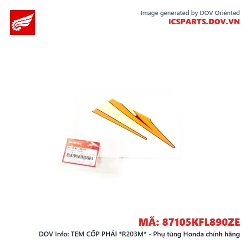TEM CỐP PHẢI *R203M* - Phụ tùng Honda chính hãng