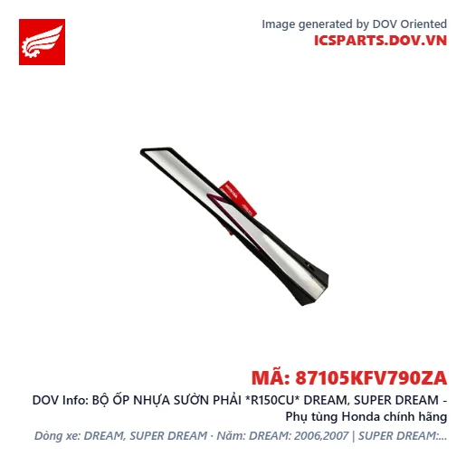BỘ ỐP NHỰA SƯỜN PHẢI *R150CU* DREAM, SUPER DREAM - Phụ tùng Honda chính hãng