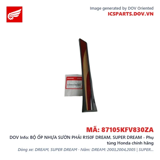 BỘ ỐP NHỰA SƯỜN PHẢI R150F DREAM, SUPER DREAM - Phụ tùng Honda chính hãng