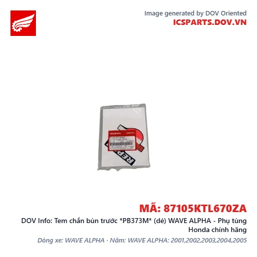 Tem chắn bùn trước *PB373M* (dè) WAVE ALPHA - Phụ tùng Honda chính hãng