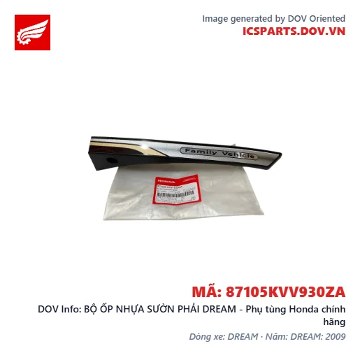 BỘ ỐP NHỰA SƯỜN PHẢI DREAM - Phụ tùng Honda chính hãng