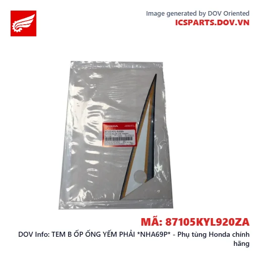 TEM B ỐP ỐNG YẾM PHẢI *NHA69P* - Phụ tùng Honda chính hãng