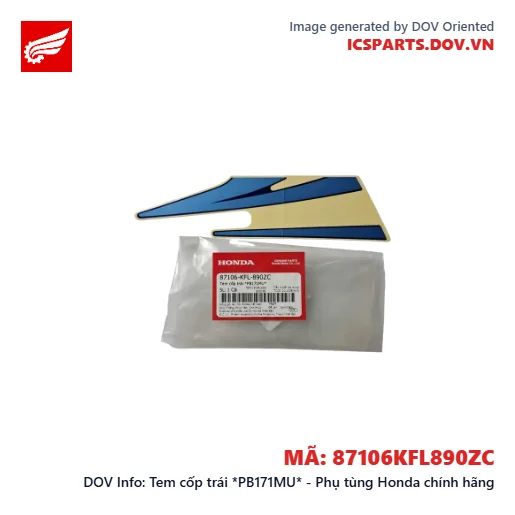 Tem cốp trái *PB171MU* - Phụ tùng Honda chính hãng