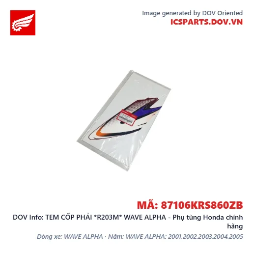 TEM CỐP PHẢI *R203M* WAVE ALPHA - Phụ tùng Honda chính hãng