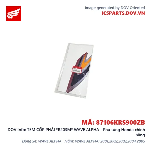 TEM CỐP PHẢI *R203M* WAVE ALPHA - Phụ tùng Honda chính hãng