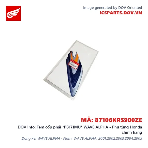 Tem cốp phải *PB171MU* WAVE ALPHA - Phụ tùng Honda chính hãng