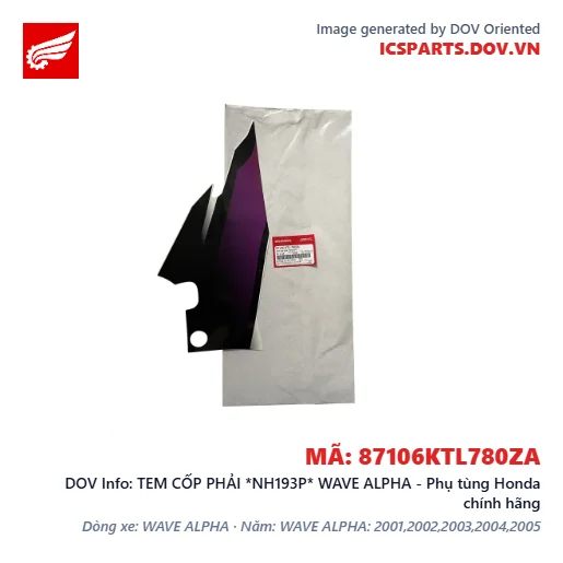 TEM CỐP PHẢI *NH193P* WAVE ALPHA - Phụ tùng Honda chính hãng