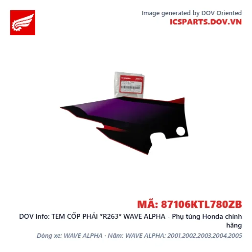 TEM CỐP PHẢI *R263* WAVE ALPHA - Phụ tùng Honda chính hãng