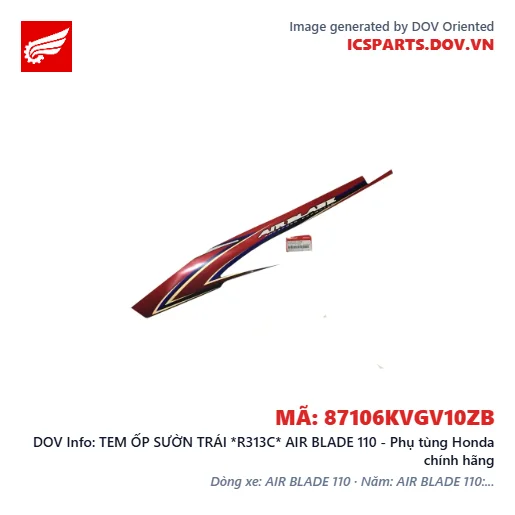 TEM ỐP SƯỜN TRÁI *R313C* AIR BLADE 110 - Phụ tùng Honda chính hãng