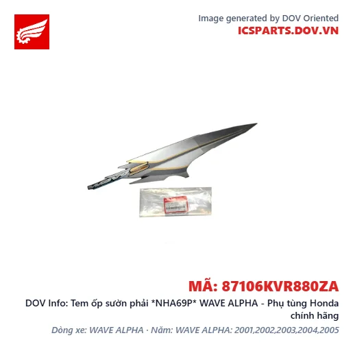 Tem ốp sườn phải *NHA69P* WAVE ALPHA - Phụ tùng Honda chính hãng