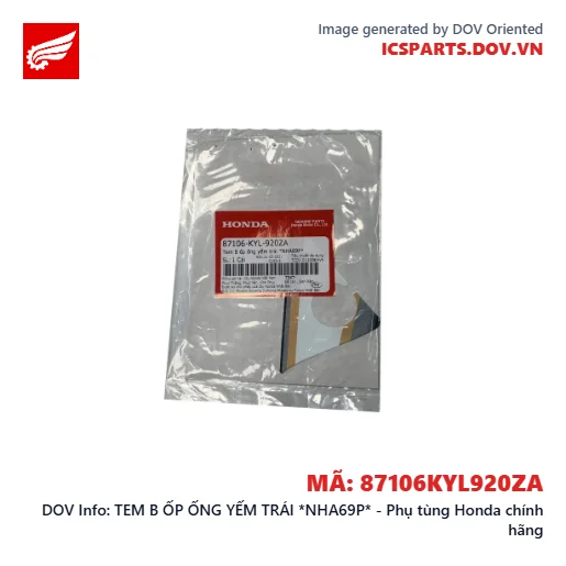 TEM B ỐP ỐNG YẾM TRÁI *NHA69P* - Phụ tùng Honda chính hãng