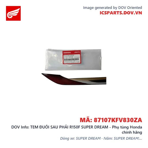 TEM ĐUÔI SAU PHẢI R150F SUPER DREAM - Phụ tùng Honda chính hãng