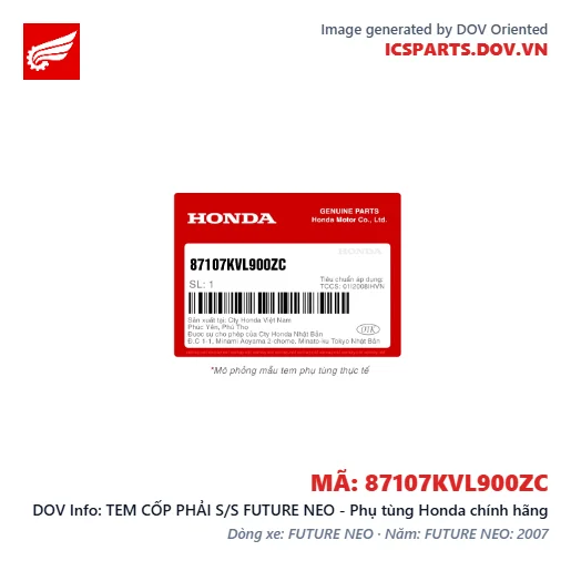TEM CỐP PHẢI S/S FUTURE NEO - Phụ tùng Honda chính hãng