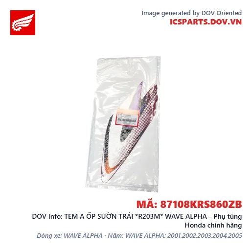TEM A ỐP SƯỜN TRÁI *R203M* WAVE ALPHA - Phụ tùng Honda chính hãng