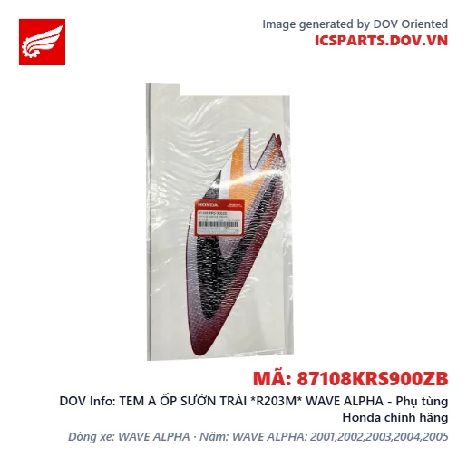 TEM A ỐP SƯỜN TRÁI *R203M* WAVE ALPHA - Phụ tùng Honda chính hãng