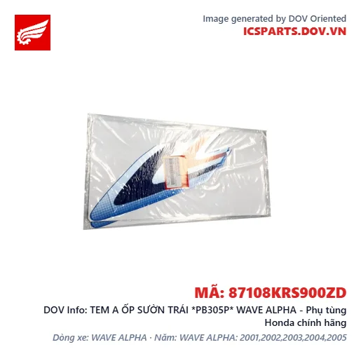 TEM A ỐP SƯỜN TRÁI *PB305P* WAVE ALPHA - Phụ tùng Honda chính hãng