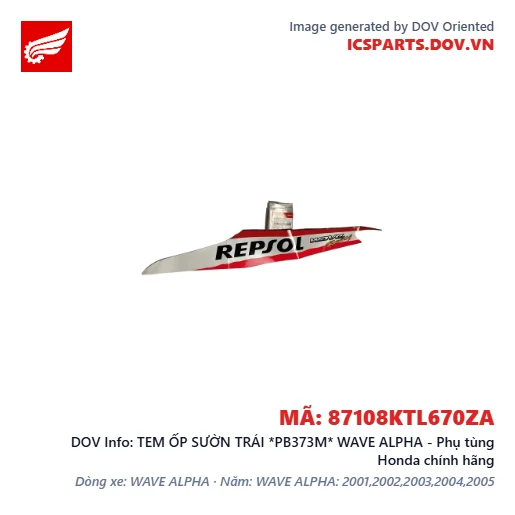TEM ỐP SƯỜN TRÁI *PB373M* WAVE ALPHA - Phụ tùng Honda chính hãng