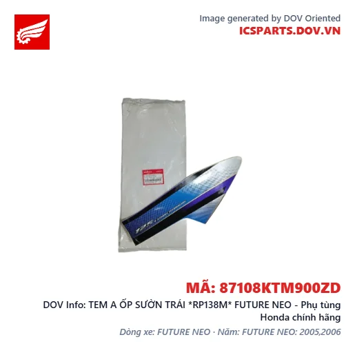 TEM A ỐP SƯỜN TRÁI *RP138M* FUTURE NEO - Phụ tùng Honda chính hãng