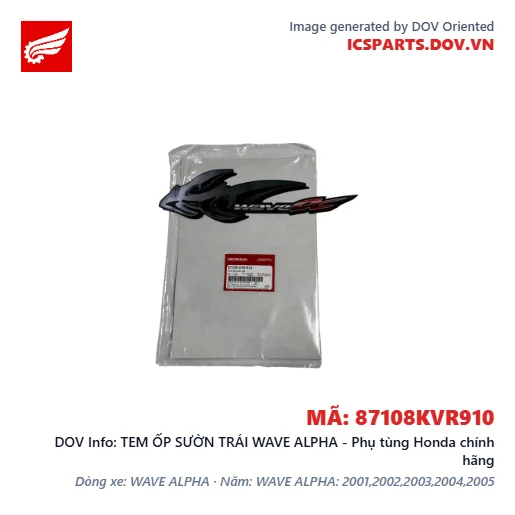 TEM ỐP SƯỜN TRÁI WAVE ALPHA - Phụ tùng Honda chính hãng
