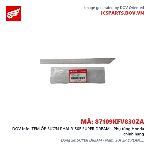 TEM ỐP SƯỜN PHẢI R150F SUPER DREAM - Phụ tùng Honda chính hãng